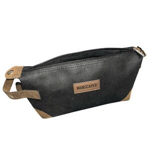 MANSCAPED Bag THE SHED Travel Toiletry Bag Black Brown Zip Top Faux Leather